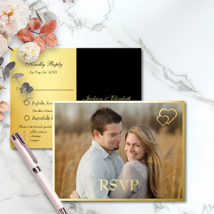 Carte Postale D'invitation À Feuilles D'aluminium Véritable huile avec Faux Foil Retour Mariage mode