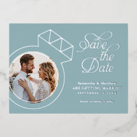 Verre de Mer Bleu Mariage Enregistrer la Date Phot