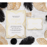 Vrai Feuille RSVP Art Déco Géométrique Repas en fe