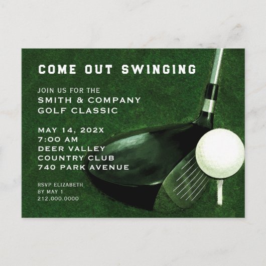 Carte postale d'invitation à un événement de golf (Devant)
