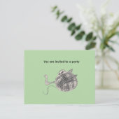 Carte postale d'invitation à une fête avec un chat (Debout devant)