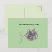 Carte postale d'invitation à une fête avec un chat (Devant / Derrière)