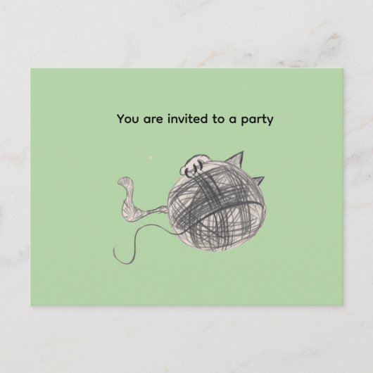 Carte postale d'invitation à une fête avec un chat (Devant)