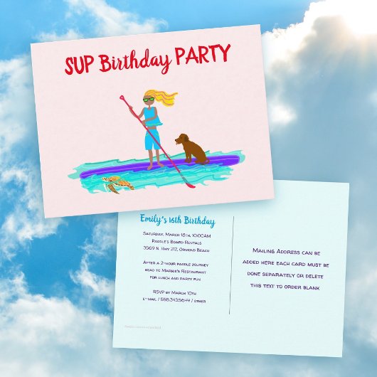 Carte postale d'invitation à une fête d'anniversai