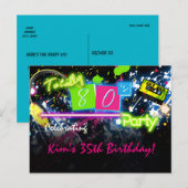 Carte postale d'invitation à une fête d'anniversai (Devant / Derrière)