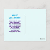 Carte postale d'invitation à une fête d'anniversai (Dos)