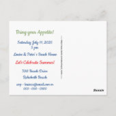 Carte postale d'invitation à une fête de cuisson d (Dos)