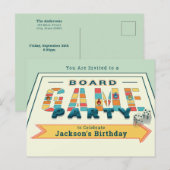Carte postale d'invitation à une fête de jeu de so (Devant / Derrière)