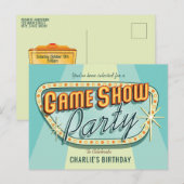 Carte postale d'invitation à une fête de jeu télév (Devant / Derrière)