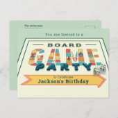 Carte postale d'invitation à une fête de jeux de s (Devant / Derrière)