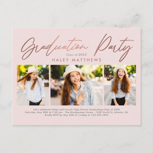 Carte postale d'invitation à une fête de remise de (Devant)