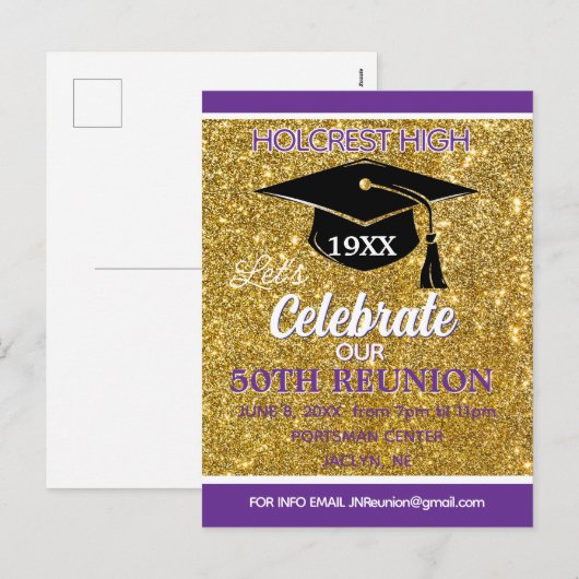 Carte postale d'invitation à une réunion de classe (Devant / Derrière)