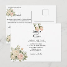 CARTE POSTALE D'INVITATION AU MARIAGE AU EUCALYPTU