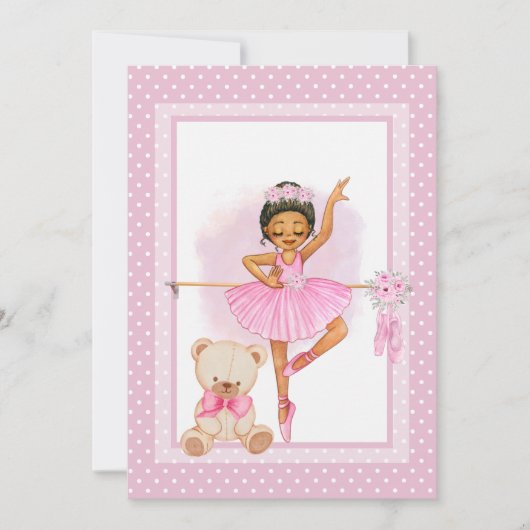 Carte postale d'invitation ballerine flore points  (Devant)