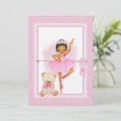 Carte postale d'invitation ballerine flore points  (Debout devant)