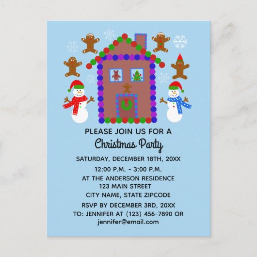 Carte postale d'invitation Bonhomme de neige & Mai (Devant)