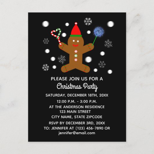 Carte postale d'invitation Bonhomme en pain d'épic (Devant)