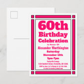 Carte postale d'invitation d'anniversaire 60 ans g (Devant / Derrière)