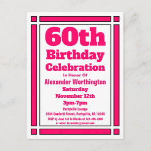Carte postale d'invitation d'anniversaire 60 ans g