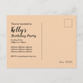 carte postale d'invitation d'anniversaire à motif (Dos)