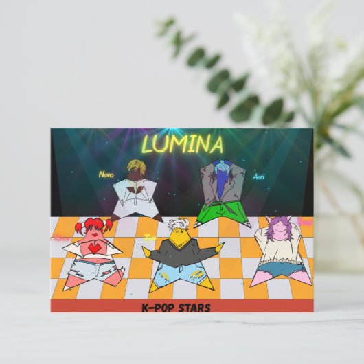 Carte postale d'invitation d'anniversaire K-Pop  (Debout devant)