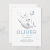 Carte postale d'invitation d'anniversaire pour enf (Devant / Derrière)