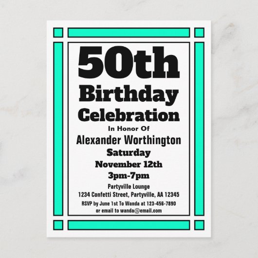 Carte postale d'invitation d'anniversaire simple s (Devant)