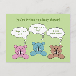 Carte postale d'invitation de baby shower de trois