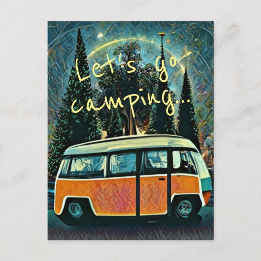 Carte postale d'invitation de camping (Devant)