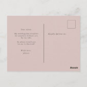 Carte postale d'invitation de demoiselle d'honneur (Dos)