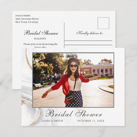 Carte postale d'invitation de fiançailles au style (Devant / Derrière)