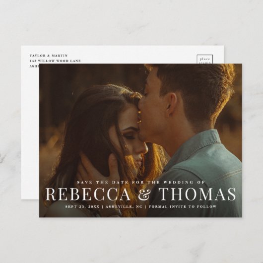 Carte postale d'invitation de mariage avec photo s (Devant / Derrière)