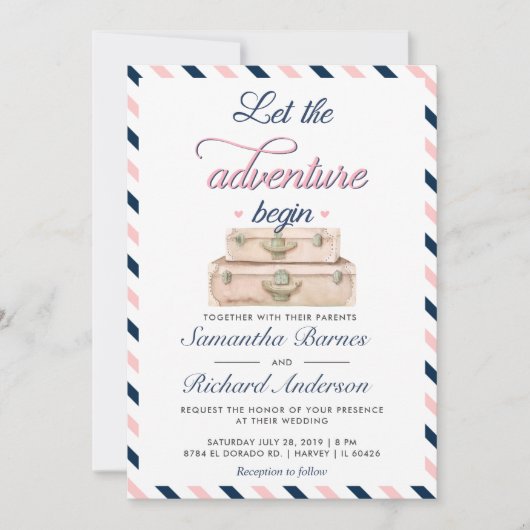 Carte postale d'invitation de mariage de voyage ro (Devant)