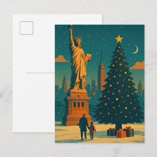 Carte postale d'invitation de Noël vintage New Yor