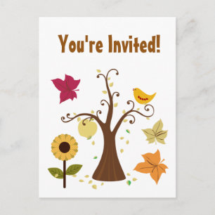 Carte postale d'invitation de Thanksgiving. arbre