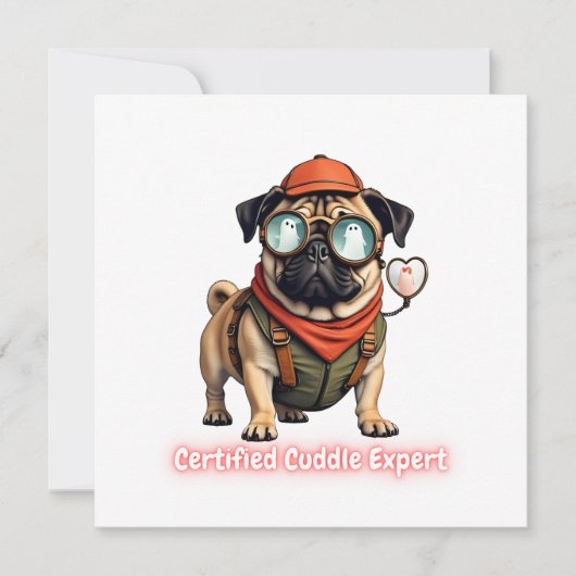 Carte postale d'invitation d'expert en câlins cert (Devant)