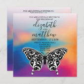 Carte postale d'invitation élégante Papillon et Co (Devant / Derrière)