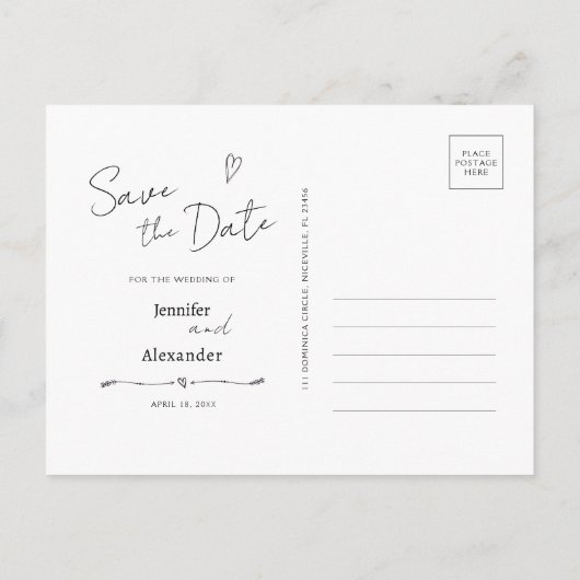 Carte postale d'invitation Enregistrer la date mod (Dos)