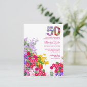 Carte postale d'invitation florale moderne pour 50 (Debout devant)