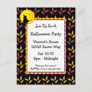 Carte postale d'invitation Halloween avec des bonb