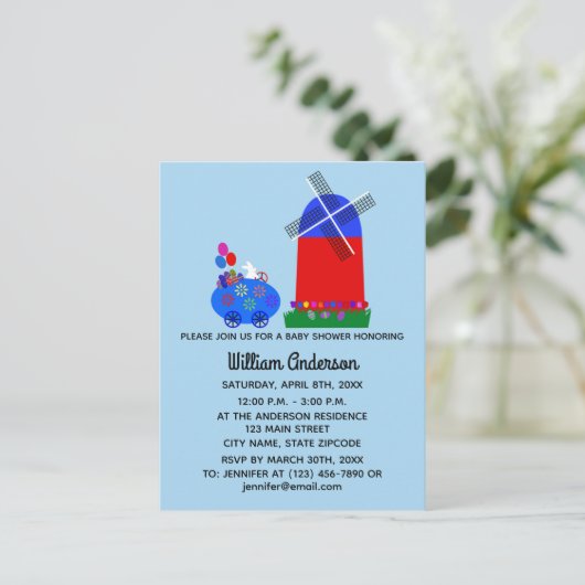 Carte postale d'invitation Lapin de Baby Shower Œu (Debout devant)