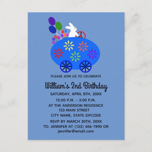 Carte postale d'invitation Lapin de birthday œuf v (Devant)