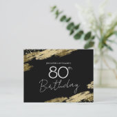 Carte postale d'invitation or noir pour 80e annive (Debout devant)