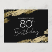 Carte postale d'invitation or noir pour 80e annive (Devant)