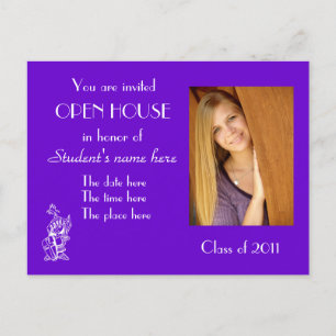 carte postale d'invitation ouverte violette