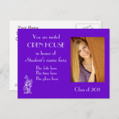 carte postale d'invitation ouverte violette (Devant / Derrière)