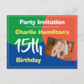 Carte postale d'invitation pour 15 ans avec photo (Devant)