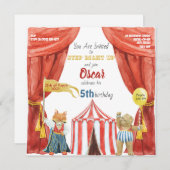 Carte postale d'invitation pour enfants Circus (Devant / Derrière)