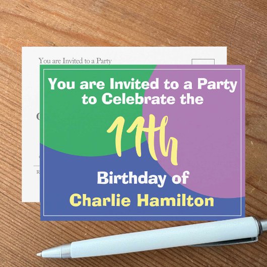 Carte postale d'invitation pour les 11 ans