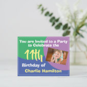 Carte postale d'invitation pour les 11 ans avec ph (Debout devant)